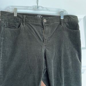 Loft olive green modern skinny corduroy pants